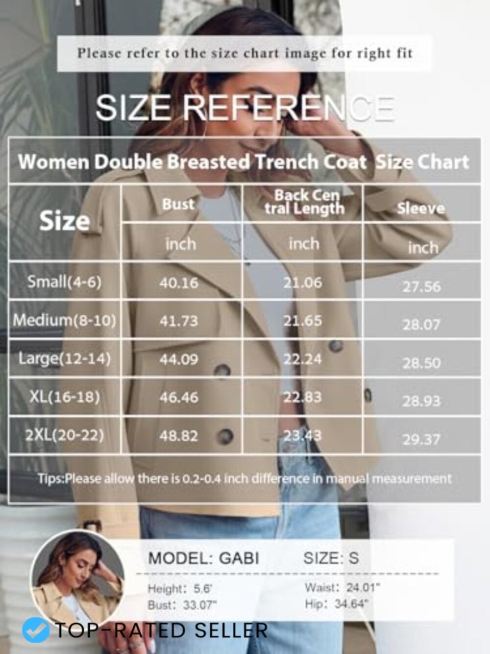 Cropped Double Breasted Trench Coat Raglan Sleeve Chic Work Office Jacket - Picture 6 of 7